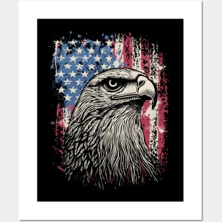 Vintage Distressed American Flag with Eagle Posters and Art